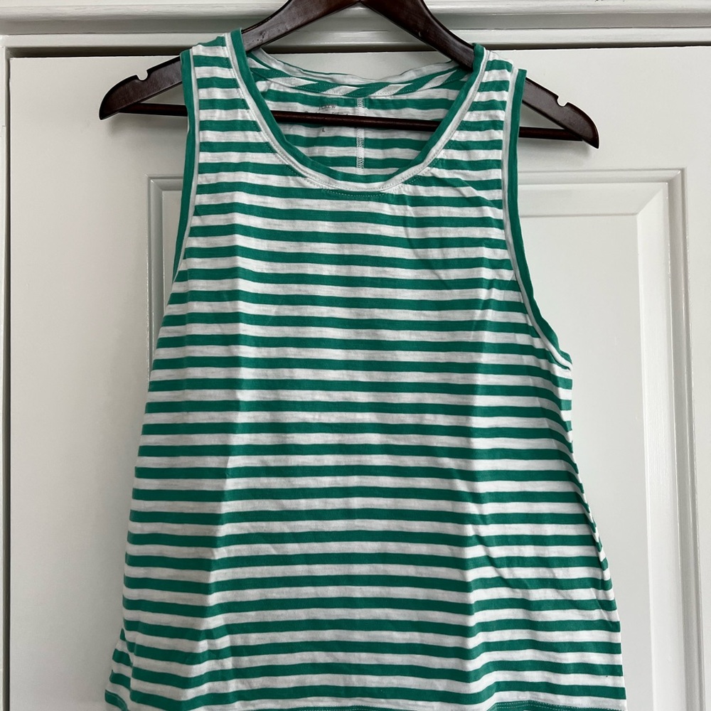 Green and White Striped Girlfriend Tank Top